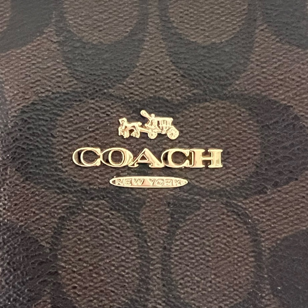 Coach Bag. Perfect size tote and gorgeous brown, black & gold. - Picture 2 of 16